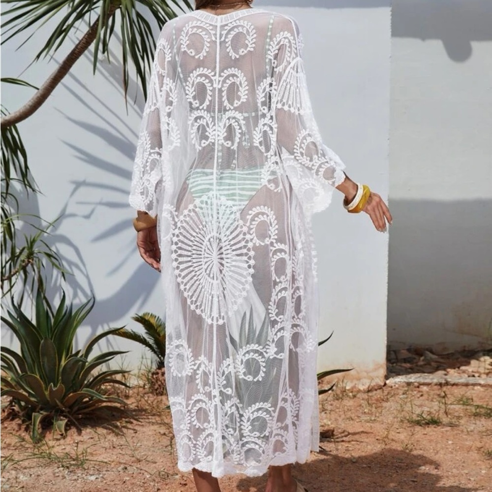 Bohemian Lace Kimono Cardigan Swimsuit Coverup - Picture 5 of 11